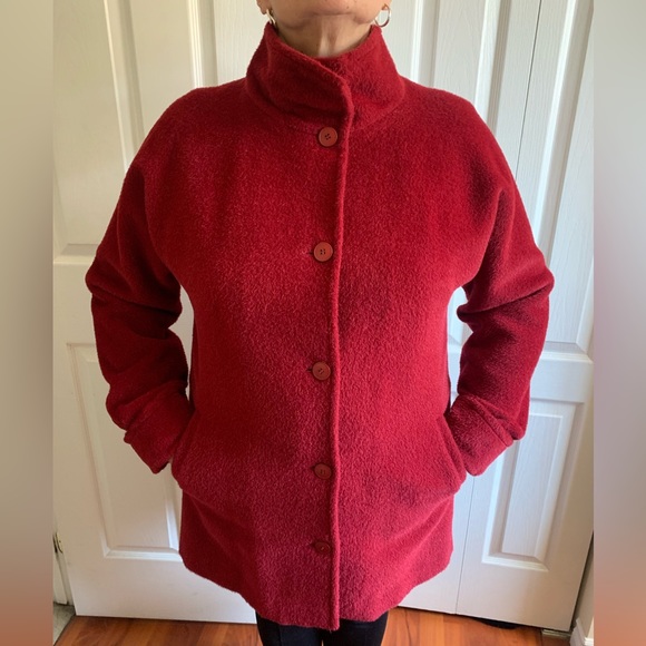 Hilary Radley Red Button-up Llama & Wool Coat Jacket - Picture 4 of 7